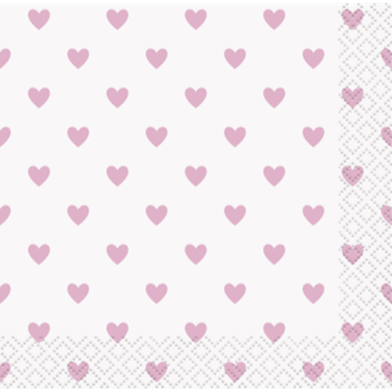 Picture of PINK HEARTS BABY SHOWER BEVERAGE NAPKINS