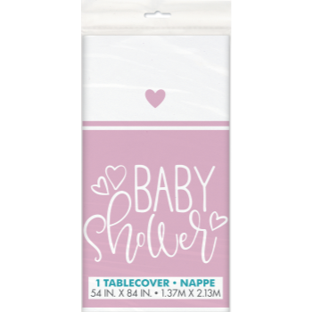 Picture of PINK HEARTS BABY SHOWER PLASTIC TABLE COVER