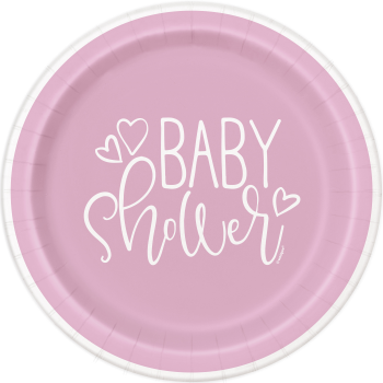 Picture of PINK HEARTS BABY SHOWER   7" PLATE