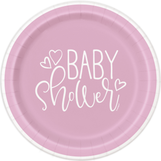 Image sur PINK HEARTS BABY SHOWER   7" PLATE