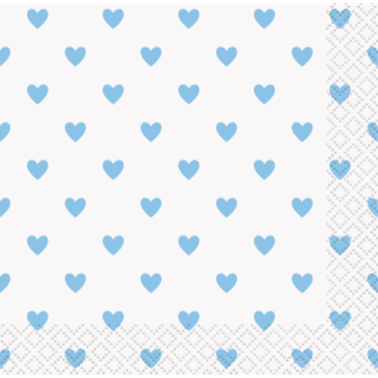 Image sur BLUE HEARTS BABY SHOWER BEVERAGE NAPKINS