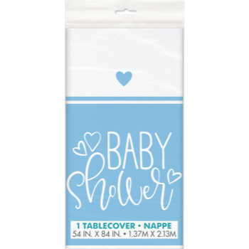 Image de BLUE HEARTS BABY SHOWER PLASTIC TABLE COVER