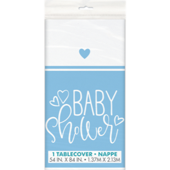 Image sur BLUE HEARTS BABY SHOWER PLASTIC TABLE COVER