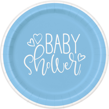 Image de BLUE HEARTS BABY SHOWER   7" PLATE