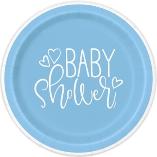 Picture of BLUE HEARTS BABY SHOWER  9" PLATE