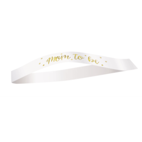 Picture of MOM TO BE SASH - WHITE/GOLD