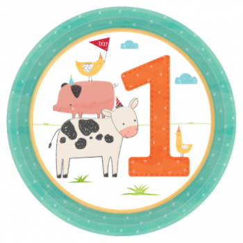 Image de BARNYARD BIRTHDAY - 1st BIRTHDAY 7" PLATES