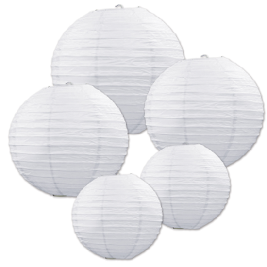 Image sur WHITE ASSORTED PAPER LANTERNS