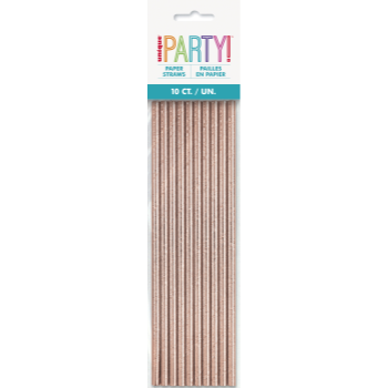 Image de ROSE GOLD FOIL PAPER STRAW - 10/PK