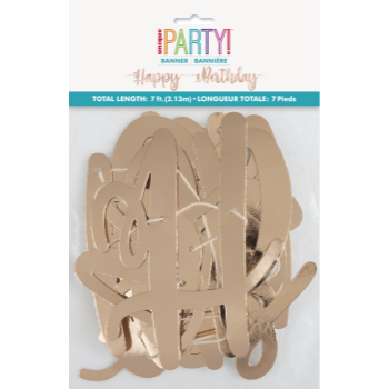 Image de DECOR - ROSE GOLD SCRIPT HAPPY BIRTHDAY BANNER - 7'