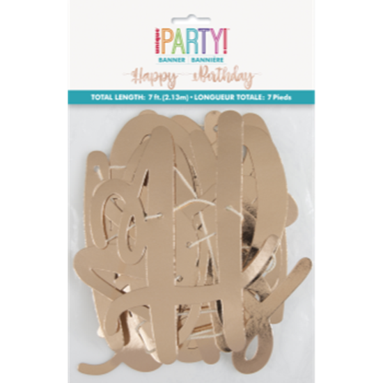 Picture of DECOR - ROSE GOLD SCRIPT HAPPY BIRTHDAY BANNER - 7'