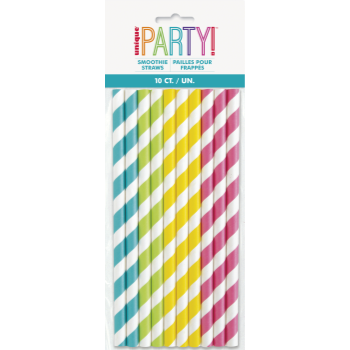 Picture of RAINBOW ASST STRIPE PAPER SMOOTHIE STRAWS - 10CT