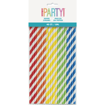 Image de RAINBOW ASST COLOR PAPER  STRAWS - 40CT