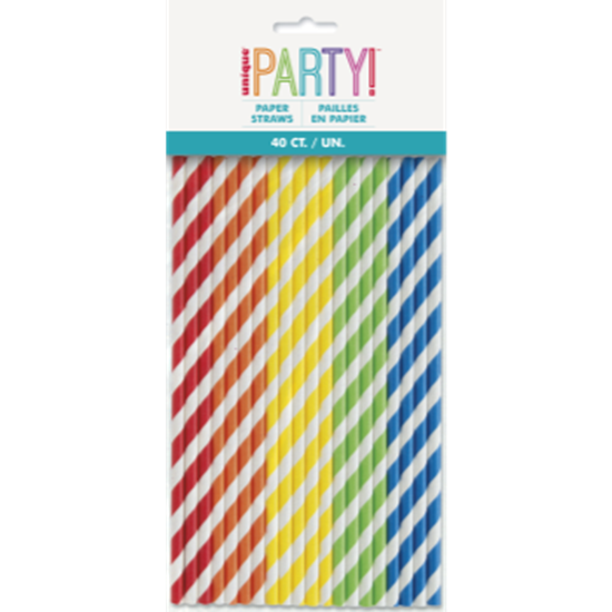 Image sur RAINBOW ASST COLOR PAPER  STRAWS - 40CT