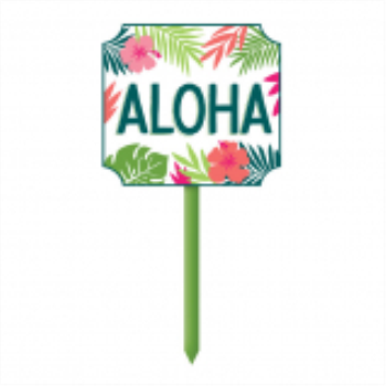 Picture of DECOR - ALOHA WOOD LAWN YARD SIGN