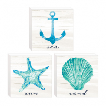 Image de MINI BLOCK SIGNS - SEA,SAND AND SUN - 3/PK