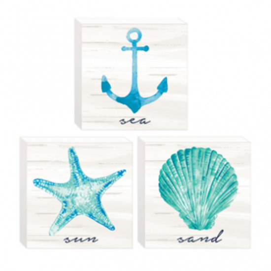 Picture of MINI BLOCK SIGNS - SEA,SAND AND SUN - 3/PK