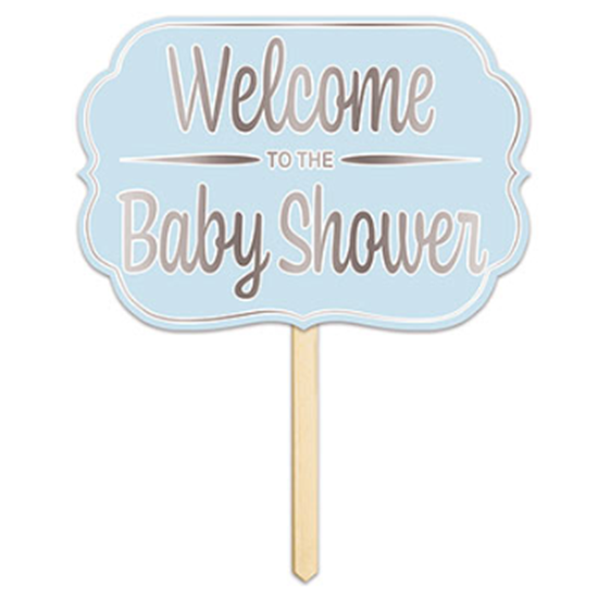 Image sur BLUE WELCOME TO THE BABY SHOWER YARD SIGN