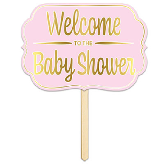 Image sur PINK WELCOME TO THE BABY SHOWER YARD SIGN