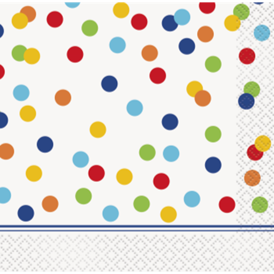 Picture of TABLEWARE - RAINBOW POLKA DOT BEVERAGE NAPKIN