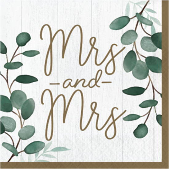 Picture of EUCALYPTUS GREENS - LUNCHEON NAPKINS - MRS & MRS