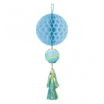 Picture of OH BABY BOY HONEYCOMB DECORATION WITH TASSEL - BOY