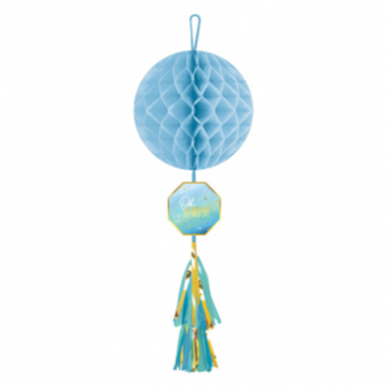Picture of OH BABY BOY HONEYCOMB DECORATION WITH TASSEL - BOY