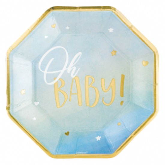 Picture of OH BABY BOY METALLIC SHAPED 10.5" PLATES