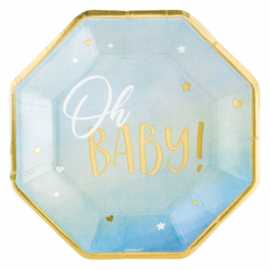 Image sur OH BABY BOY METALLIC SHAPED 10.5" PLATES