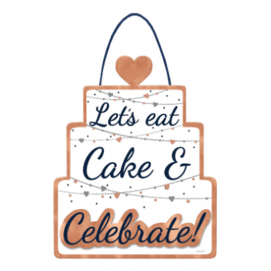 Image sur NAVY BRIDE EASEL HANGING SIGN - LET'S EAT CAKE...