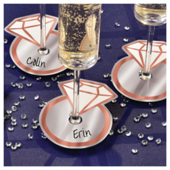 Picture of NAVY BRIDE GLASS NAME TAGS - 18CT