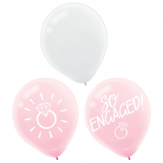 Picture of BLUSH WEDDING/ENGAGED LATEX BALLOONS -15CT