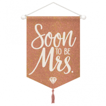 Image de BLUSH WEDDING GLITTER HANGING CANVAS SIGN - SOON TO BE MRS