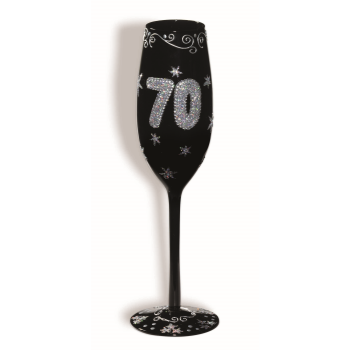 Image de 70th - BIRTHDAY FLUTED GLASS - BLACK