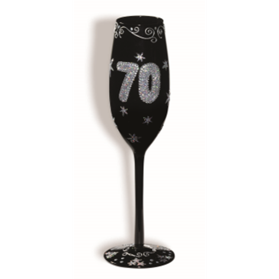 Image sur 70th - BIRTHDAY FLUTED GLASS - BLACK