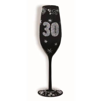 Image de 30th BIRTHDAY BLACK FLUTED GLASS