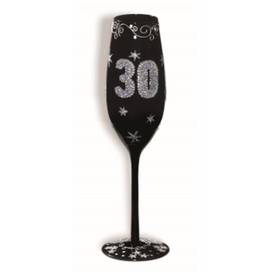 Picture of 30th BIRTHDAY BLACK FLUTED GLASS
