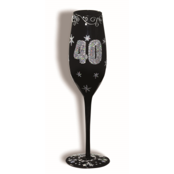 Image de 40th BIRTHDAY BLACK FLUTED GLASS