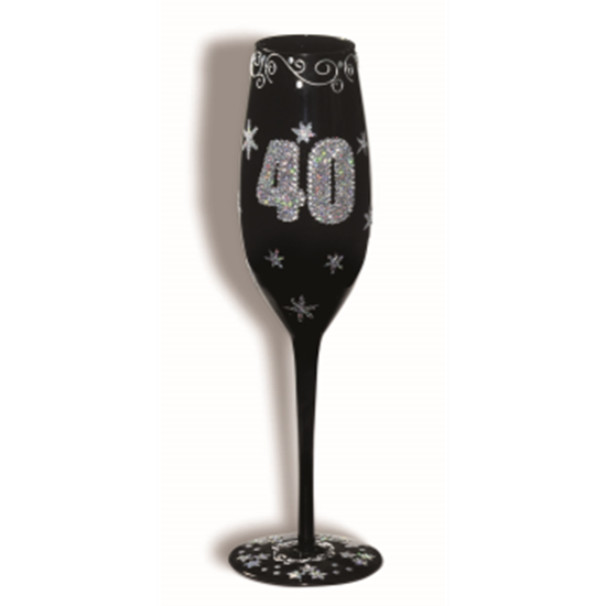 Picture of 40th BIRTHDAY BLACK FLUTED GLASS