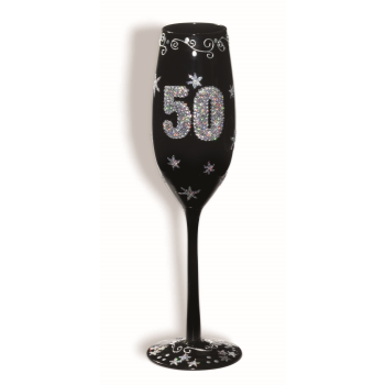 Image de 50th - BIRTHDAY BLACK FLUTED GLASS