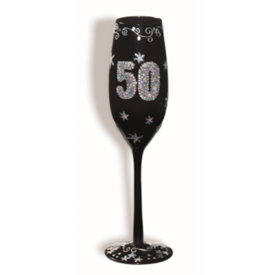 Image sur 50th - BIRTHDAY BLACK FLUTED GLASS