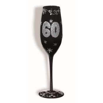 Picture of 60th - BIRTHDAY BLACK FLUTED GLASS