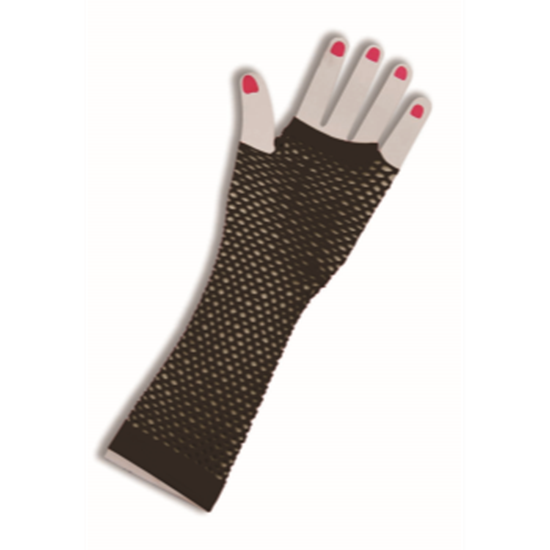 PartyMart. 80'S FISHNET FINGERLESS GLOVES - LONG BLACK