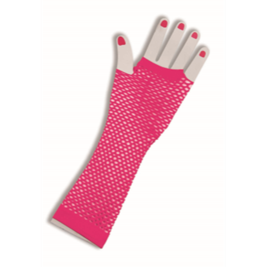 PartyMart. 80'S FISHNET FINGERLESS GLOVES - LONG PINK