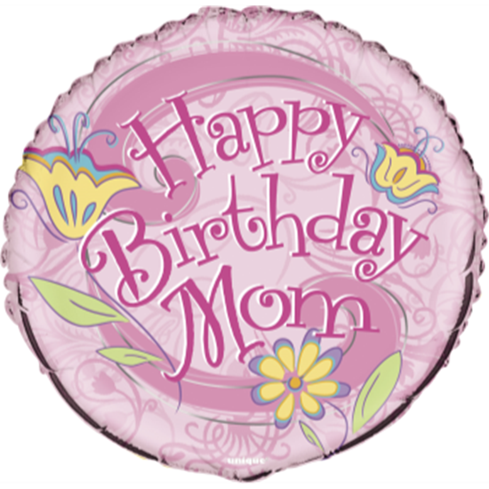 Picture of 18" FOIL - FLORAL BIRTHDAY MOM
