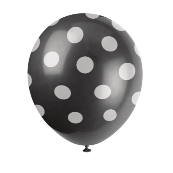 Image de 12" DOTS BLACK BALLOON WHITE DOTS