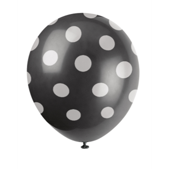 Image sur 12" DOTS BLACK BALLOON WHITE DOTS