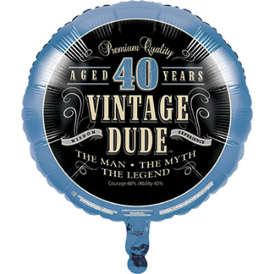 Image sur 40th -18" FOIL BALLOON - VINTAGE DUDE