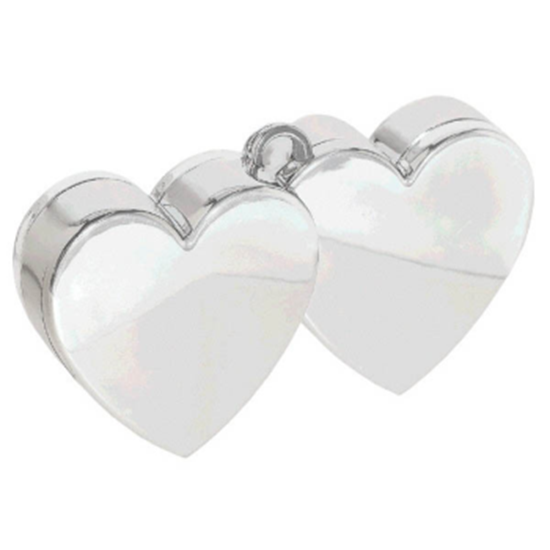 Image sur DOUBLE HEART BALLOON WEIGHT - SILVER