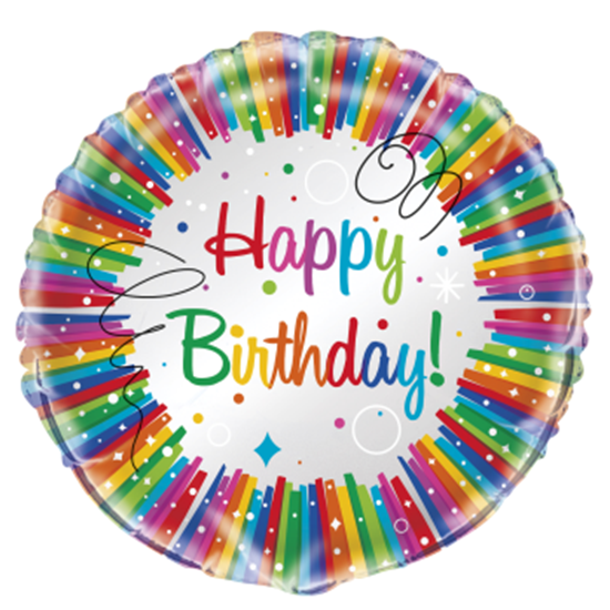 Picture of 18" FOIL - RAINBOW RIBBONS BIRTHDAY